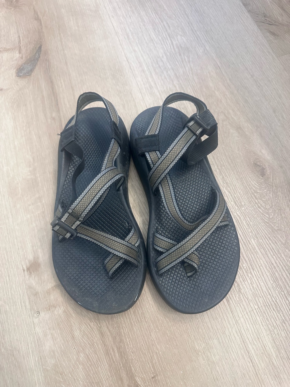 Chaco Men’s Black Strappy Outdoor Sandals with Gold and Silver Accents